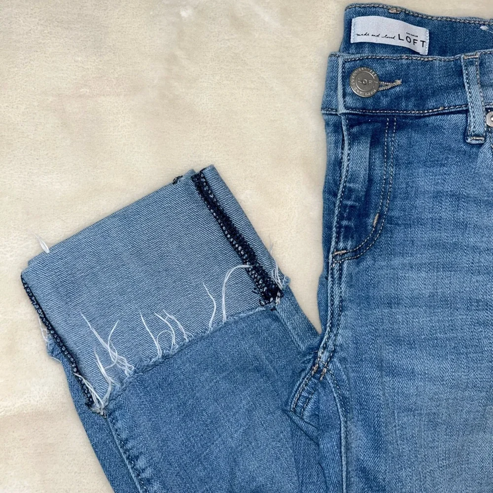 Loft womens Modern Straight folded hem, raw edge jeans‎ size 00 / 24 - Picture 7 of 7